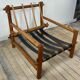 Vintage Lounge Armchair Solid Pine 1970 Boucle Fabric Ecru