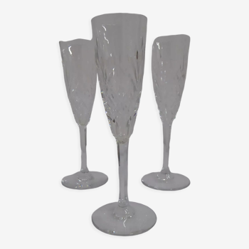 Set of 3 flutes of champagne cristal Saint-Louis