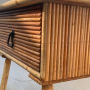 Vintage rattan and bamboo bedside table
