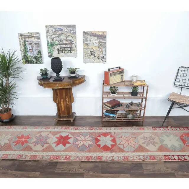 Vintage Pink Blush Natural Turkish Hand-Knotted Runner 79x342
