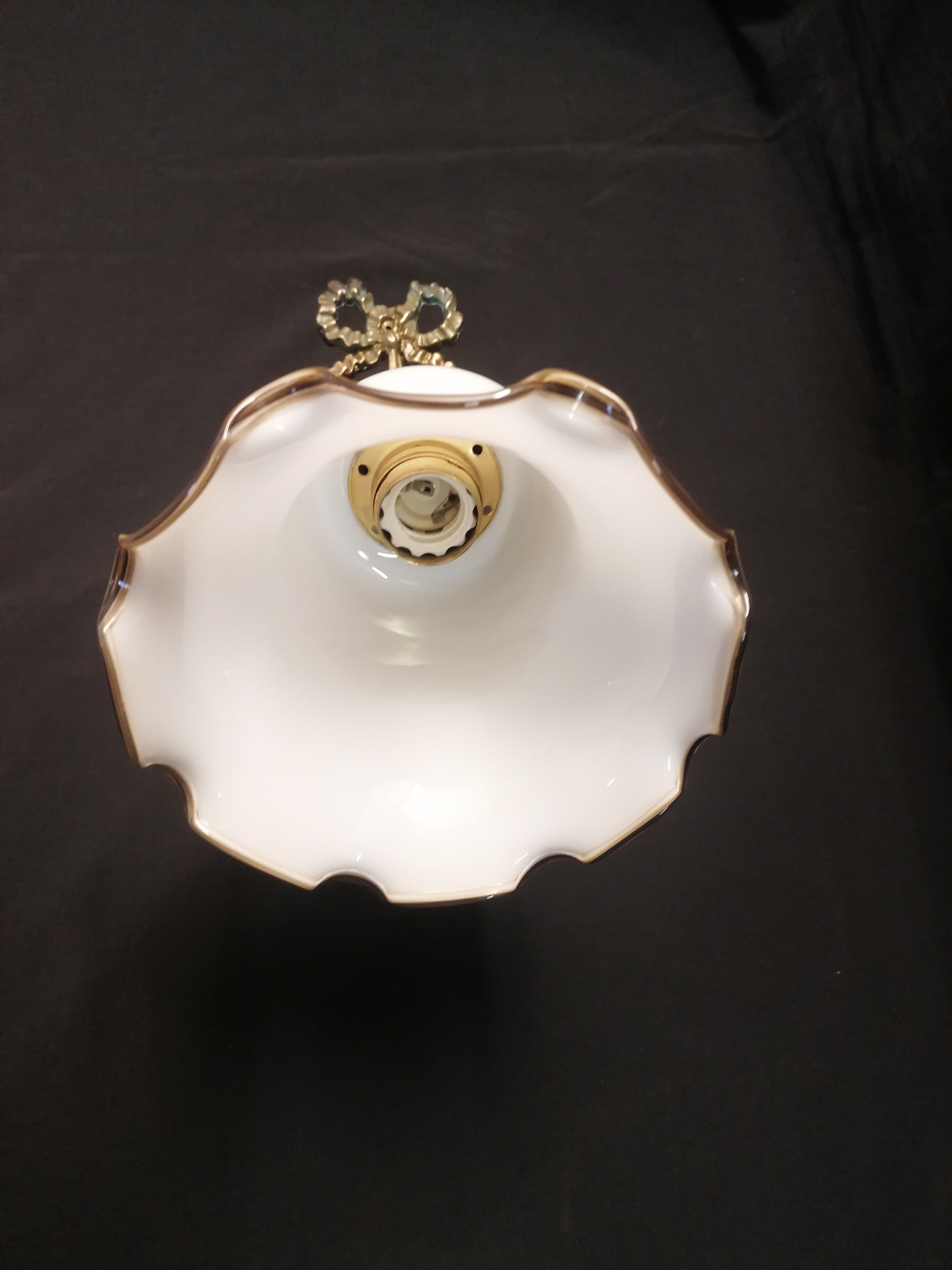Louis XVI Style Wall light Ribbon Knot Model. Laiton and tulip globe opaline- 1950