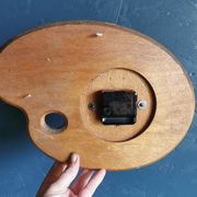 Vintage formica clock silent wall clock painter palette "Jura spruce"