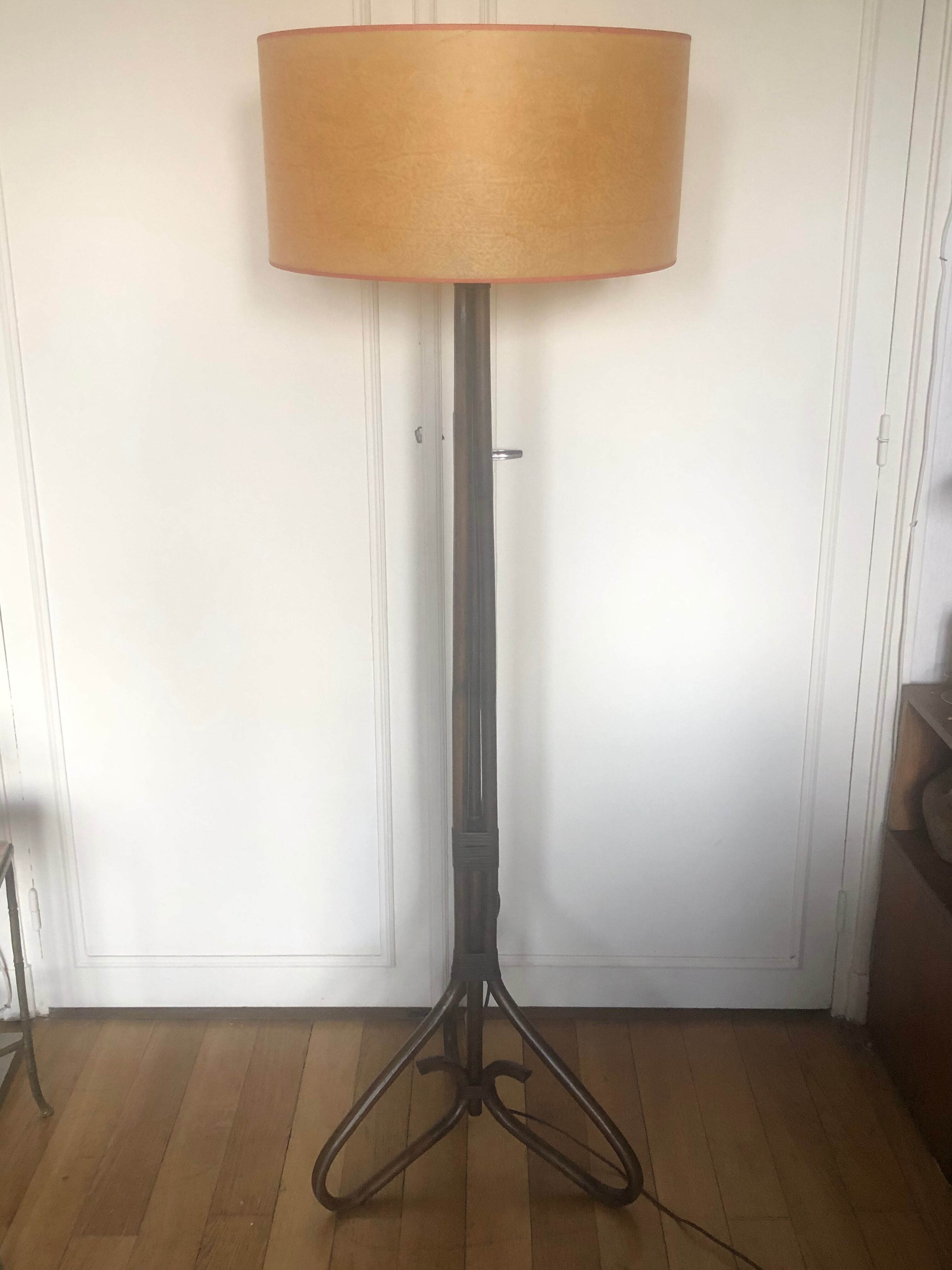 1950s rattan bamboo lampshade vintage design