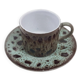 Ceremic lava cup in brown and turquoise, 1970's
