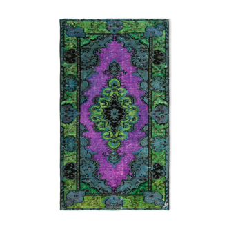 Hand-knotted rustic anatolian 1980s 157 cm x 275 cm purple carpet