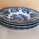 5 hollow plates blue and white churchill staffordshire England