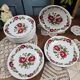 Ensemble de 12 assiettes creuses Moulin des Loups Ottawa – Fleurs bordeaux