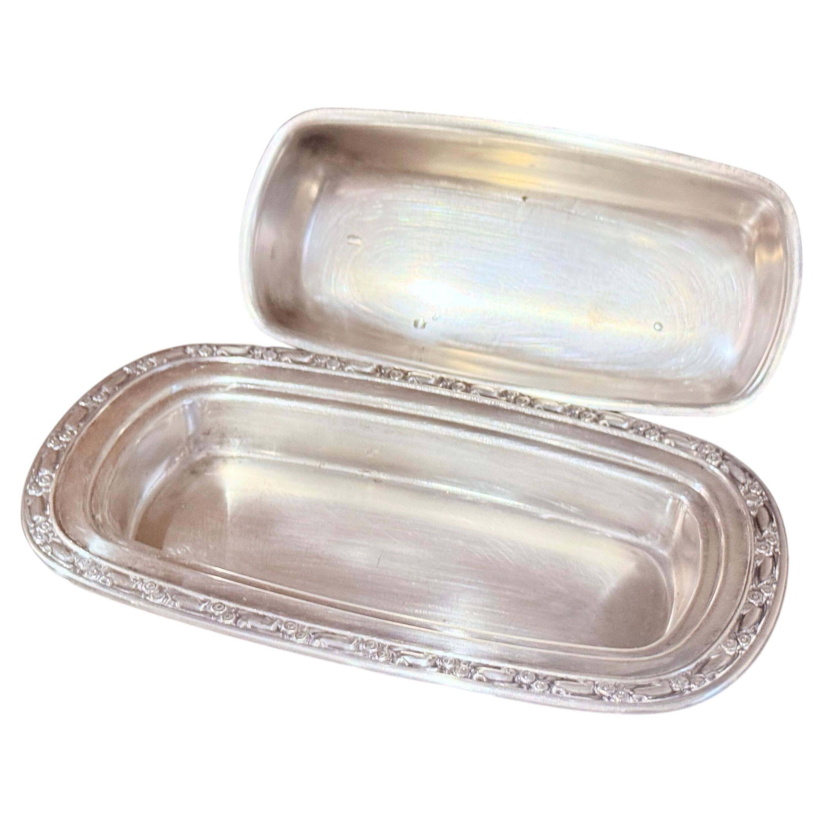 Antique Silver Plated Butter Dish Domed Lid, Vintage English Covered Butter Dish