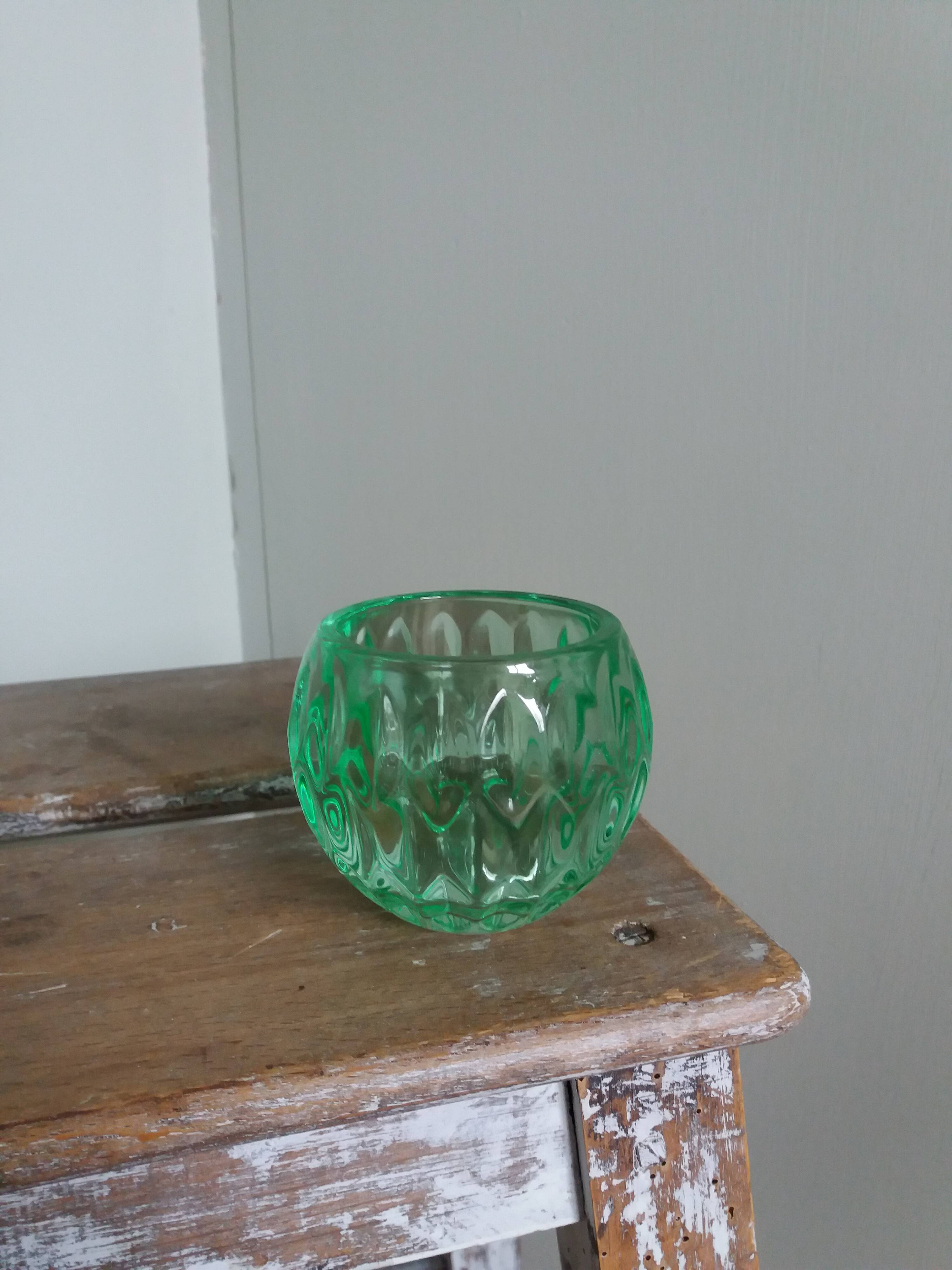 Bougeoir photophore verre vert
