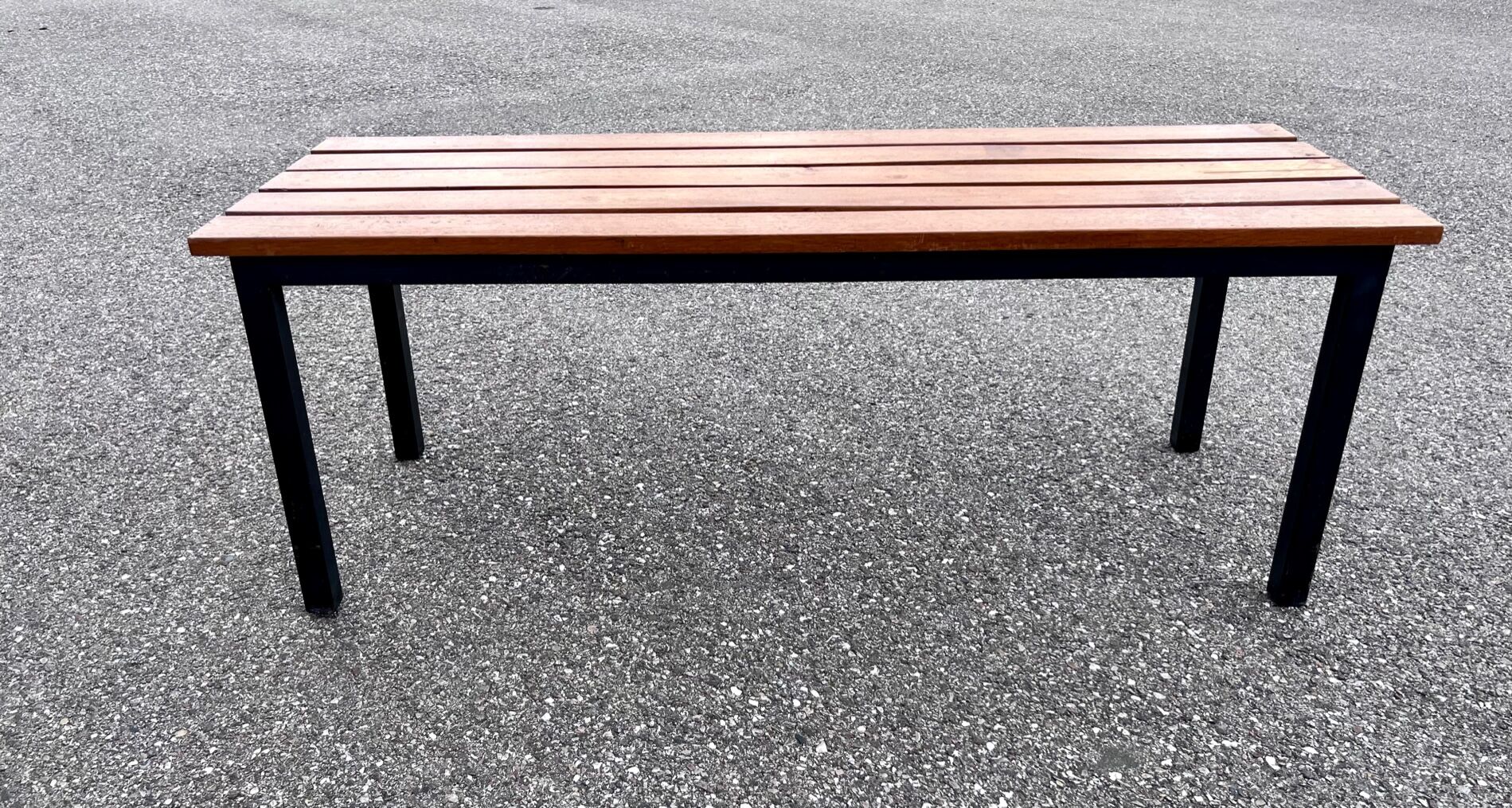 Industrial bench in steel and oak