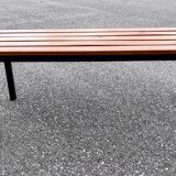 Banc industriel en acier et chêne