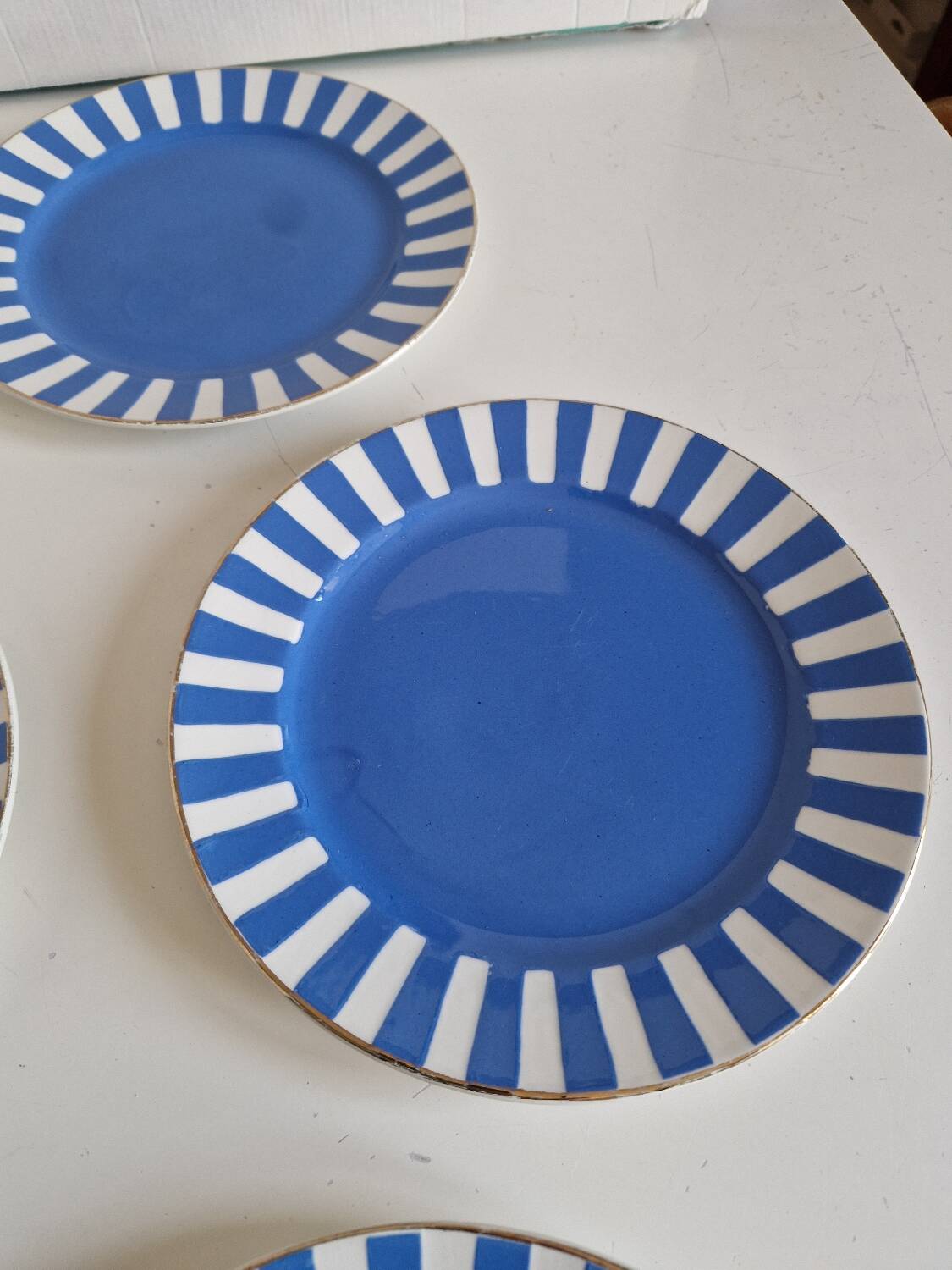 Set of 6 dessert plates, Fox trott model, Sarreguemines factory