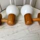 Pair of opline sconces and blond wood pine desgin years 60-70
