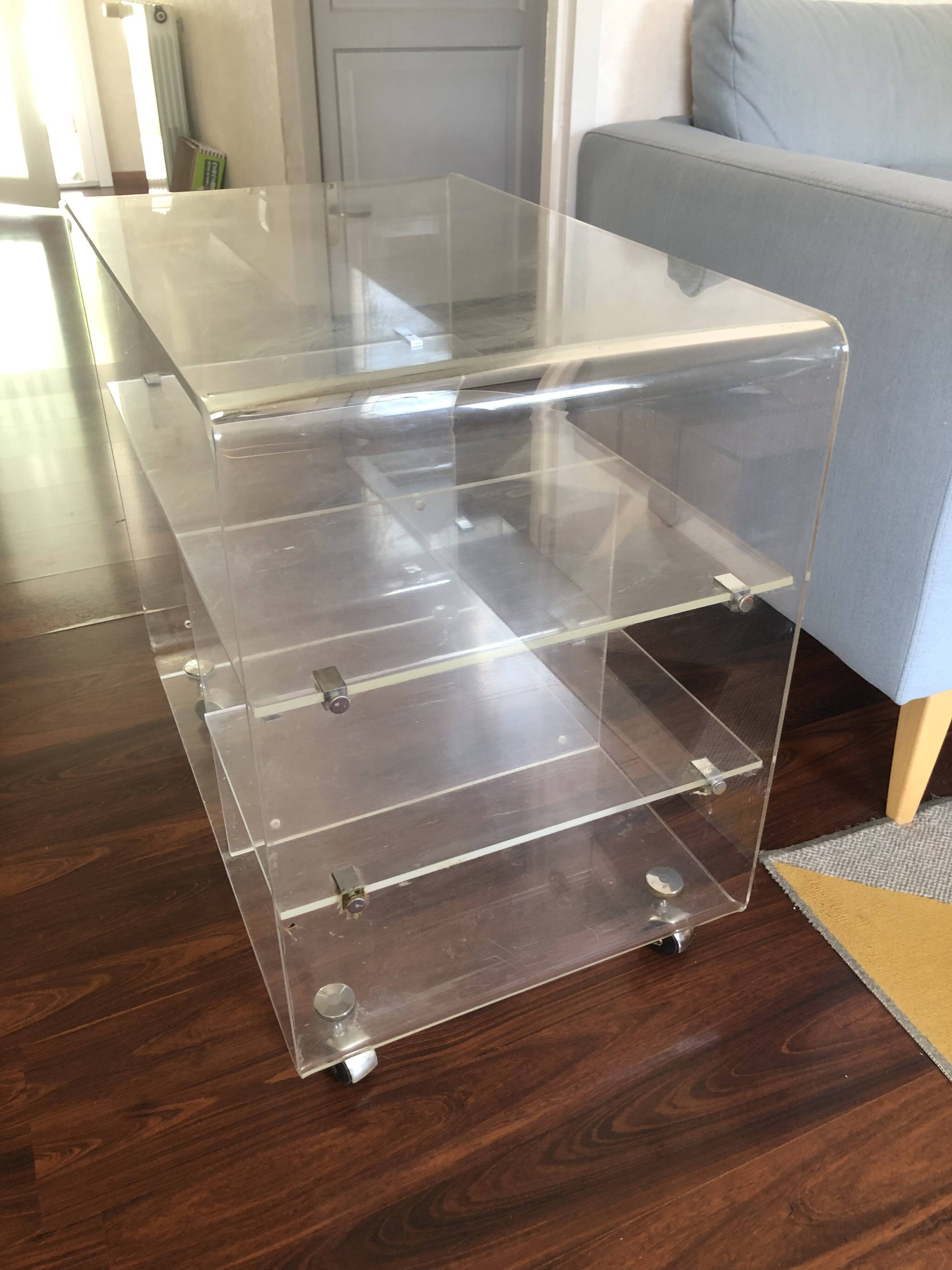 Designer TV unit David Lange vintage Plexiglas