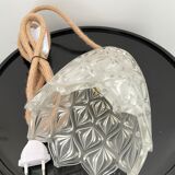 Vintage tulip pendant lamp in molded glass