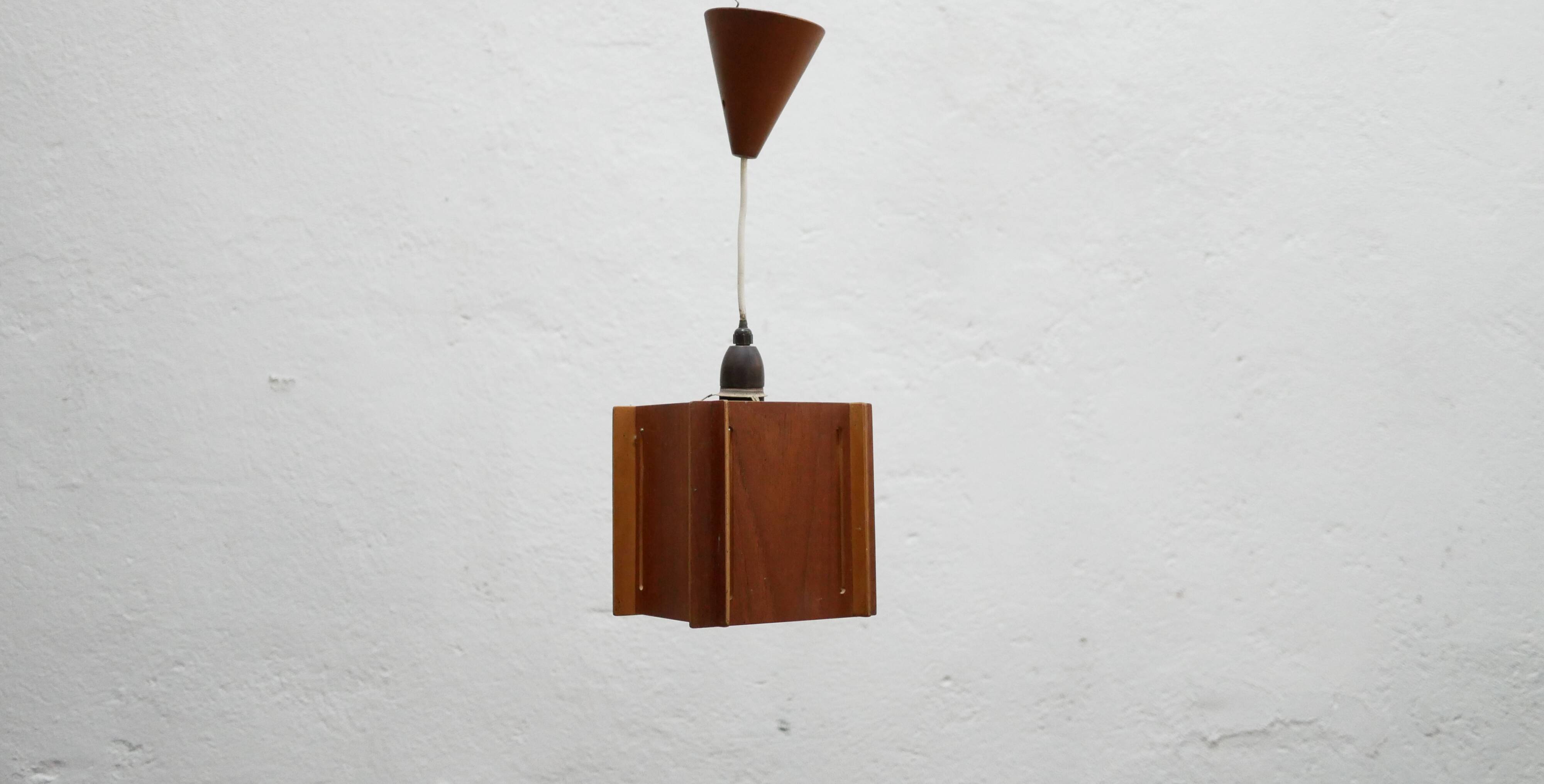 Vintage Scandinavian teak pendant lamp