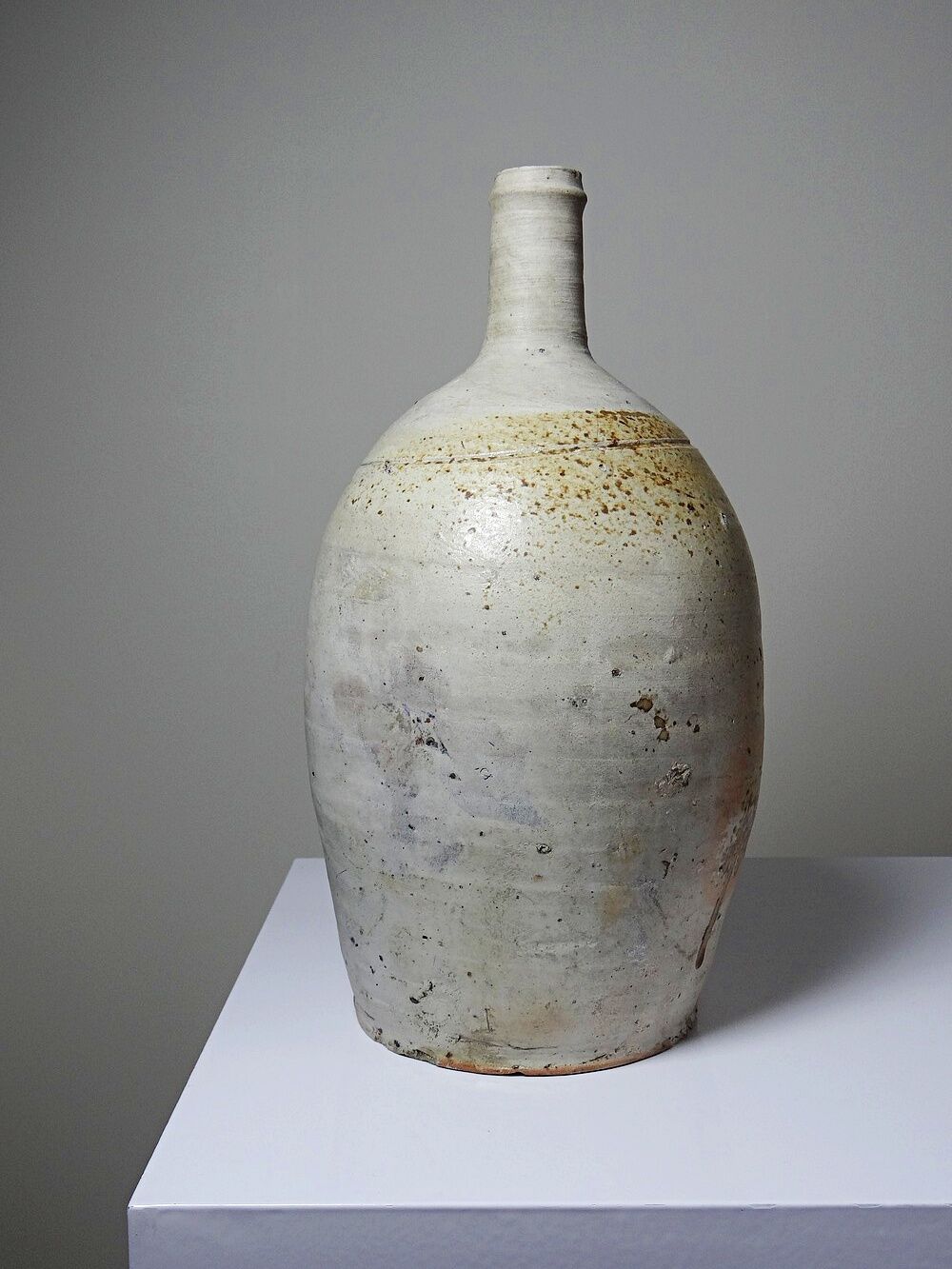 Bonbonne ancienne en grès de Puisaye émaillé, artisanat fin XIXe début XXe