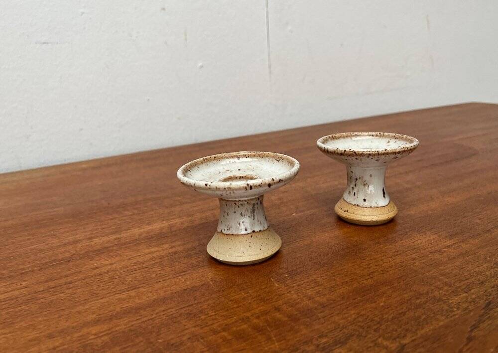 Mid-century Danish studio ceramic candle holders, 1960s, set of 2.