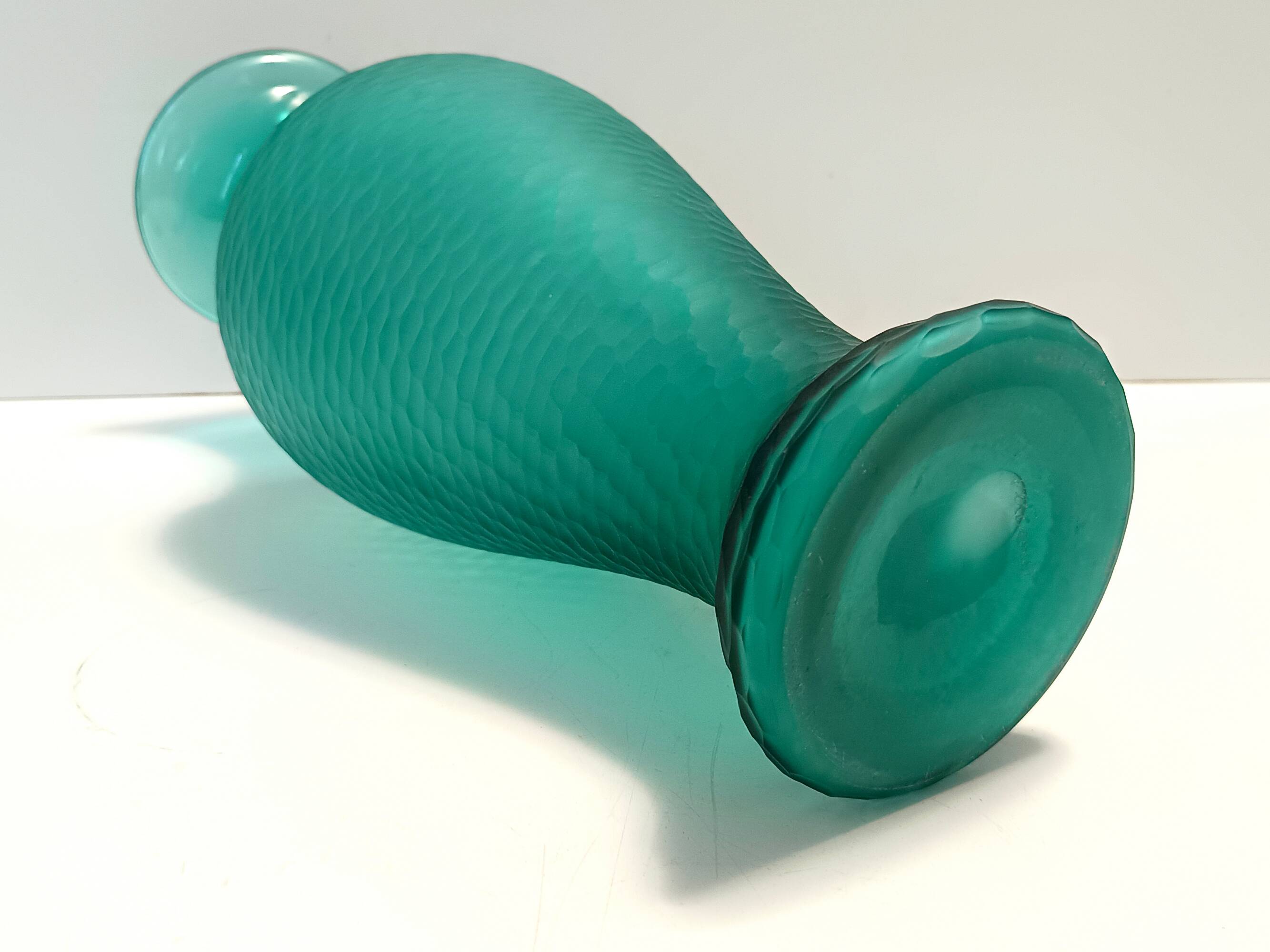 Teal Polished Hand-Blown Murano Glass Vase by Vetrarti, Italy