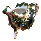 1940s Polychrome Barbotine Milk Jug / Creamer Shell Shape