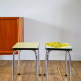 Pair of yellow formica stools, 1970