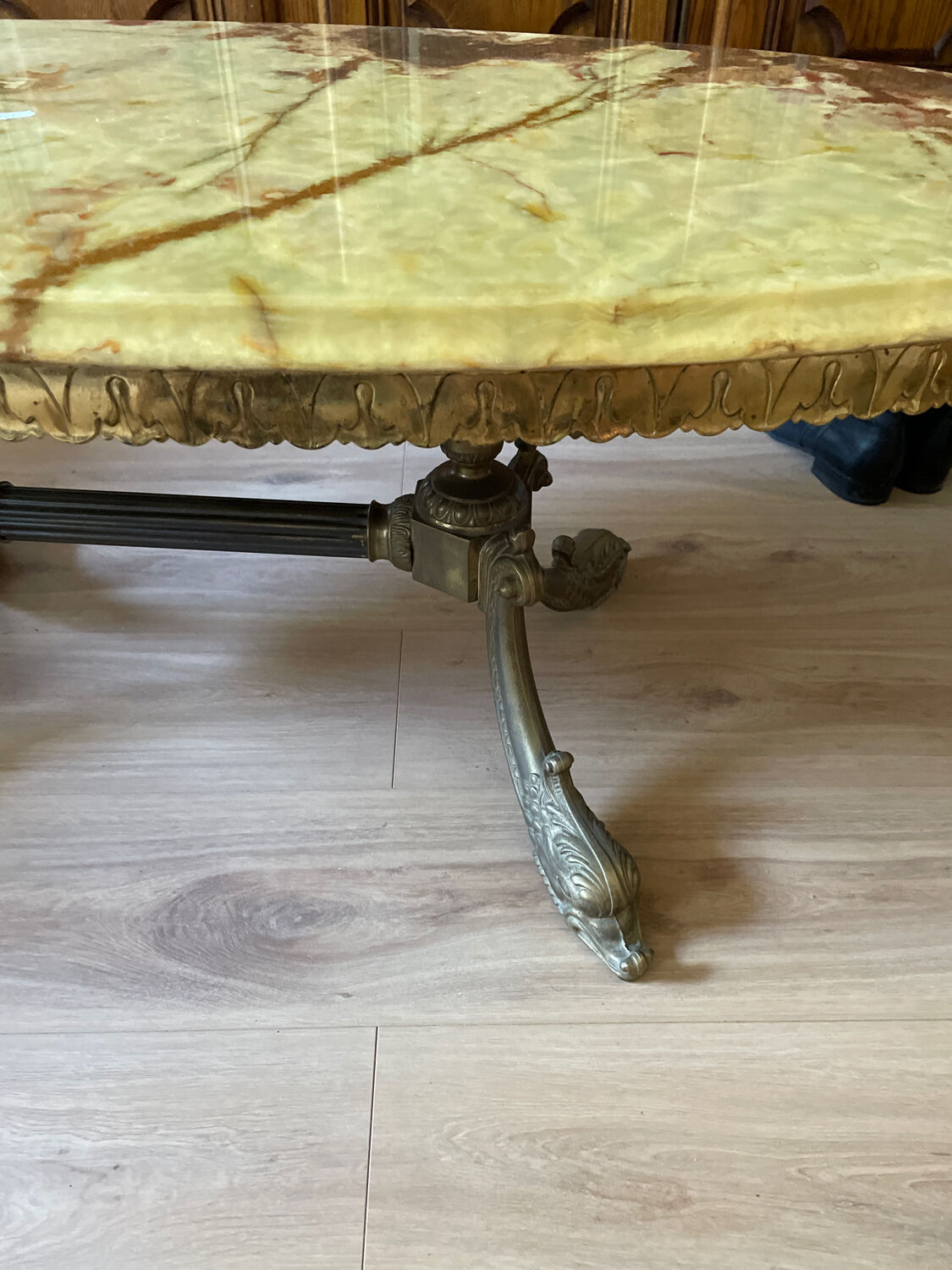 Marbled glass coffee table