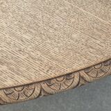 Table with central leg in solid oak, natural wood, carved base