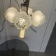 Vintage chandelier with 4 glass bubble globes and silvered metal.
