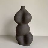 Raw black stoneware vase