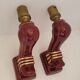 Pair of art deco sconces in bordeaux and gold ceramics