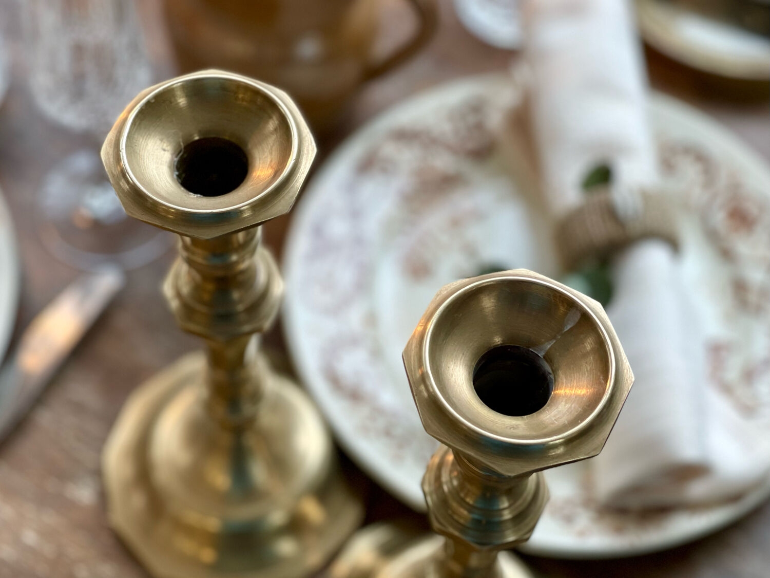 Pair of brass candle holders