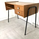 Vintage office teak décor and black steel base