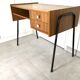 Vintage office teak décor and black steel base