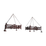 Pair of chandeliers suspensions in cast iron and 19th century wrought iron