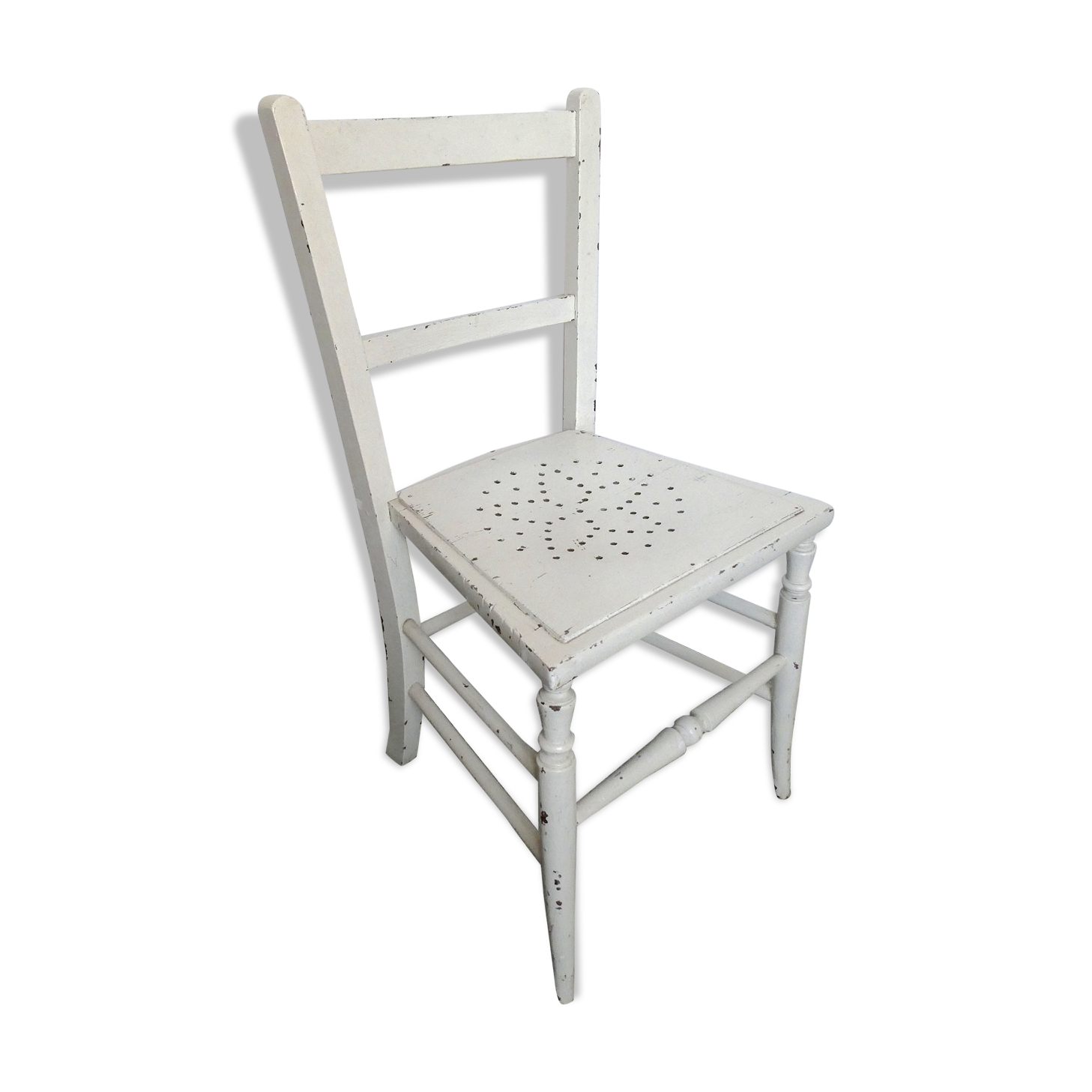 Wooden chair with star decoration, original patina