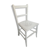 Chaise en bois décor étoile, patine d'origine