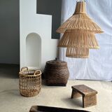 Rattan pendant lamp or light in the shape of an Asian lantern
