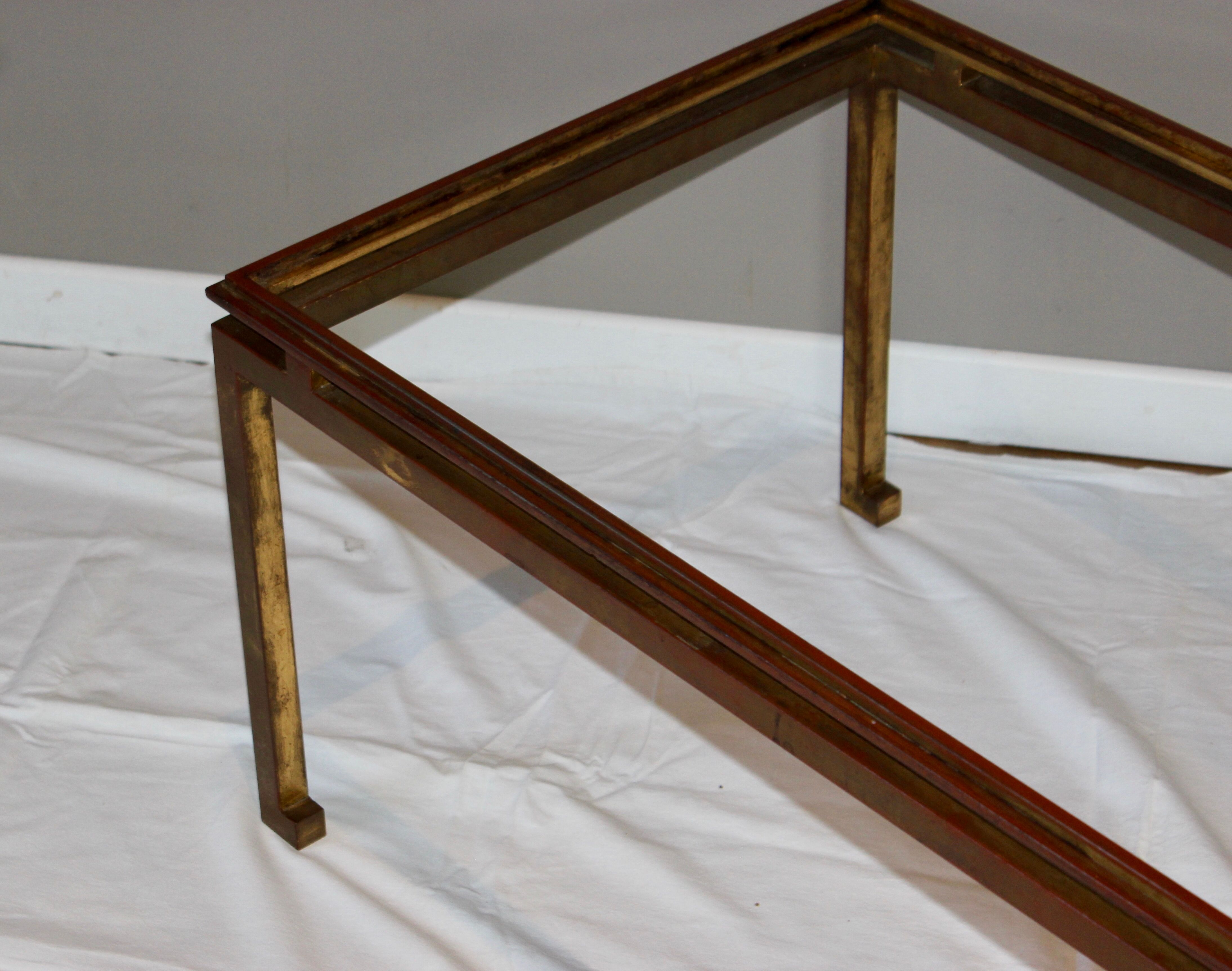 Rectangular gold wrought iron coffee table on sheet, Ramsay House
