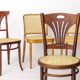 4 chaises de café viennoises en bois et cannage, restaurées, début du XXe siècle