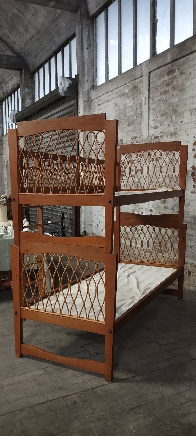 Rattan bunk bed, vintage 1960