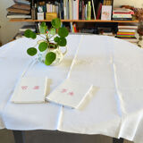 Nappe en lin brodée main