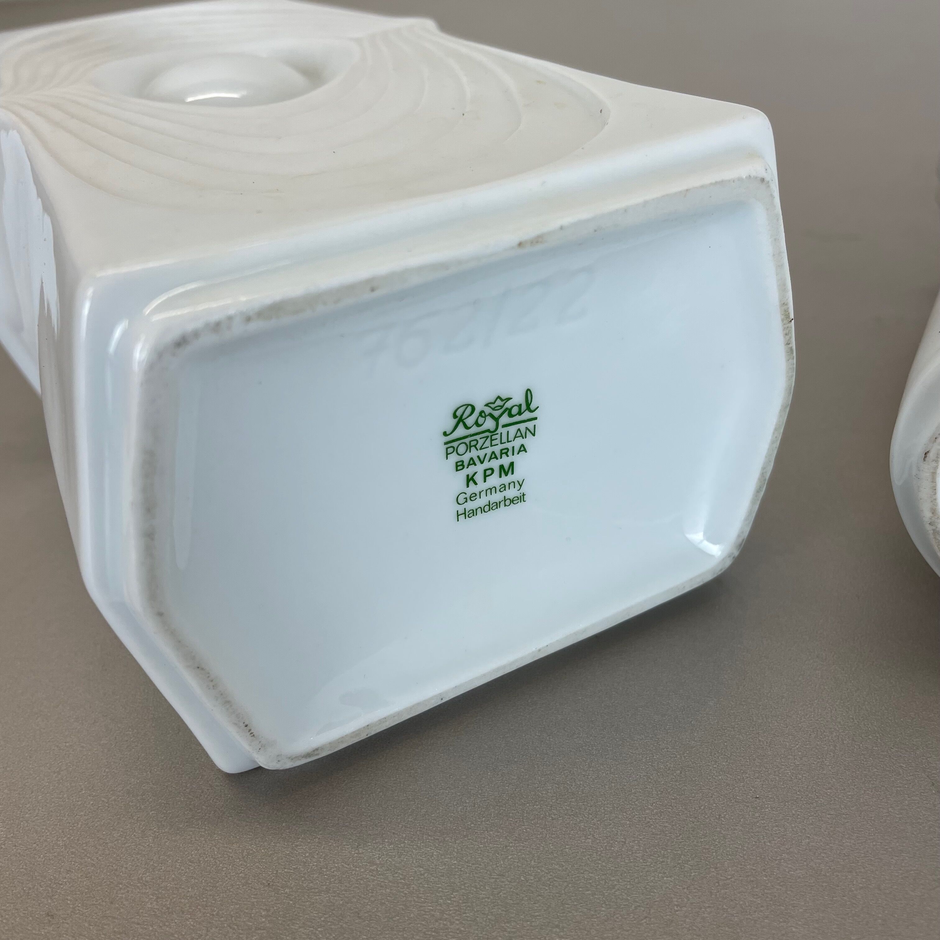 Set of 2 original porcelain op art vase made by Royal Bavaria Kpm Germany, 1970s