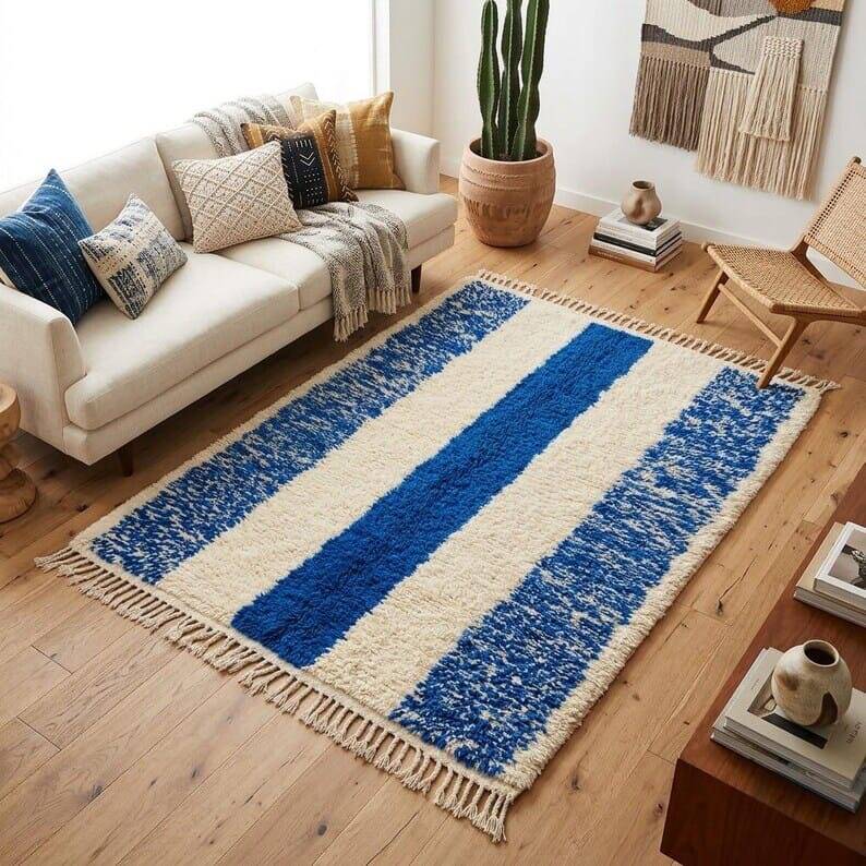 Handmade pure wool rug, custom size 150/250 cm.