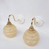 Speckled glass swan neck wall lights