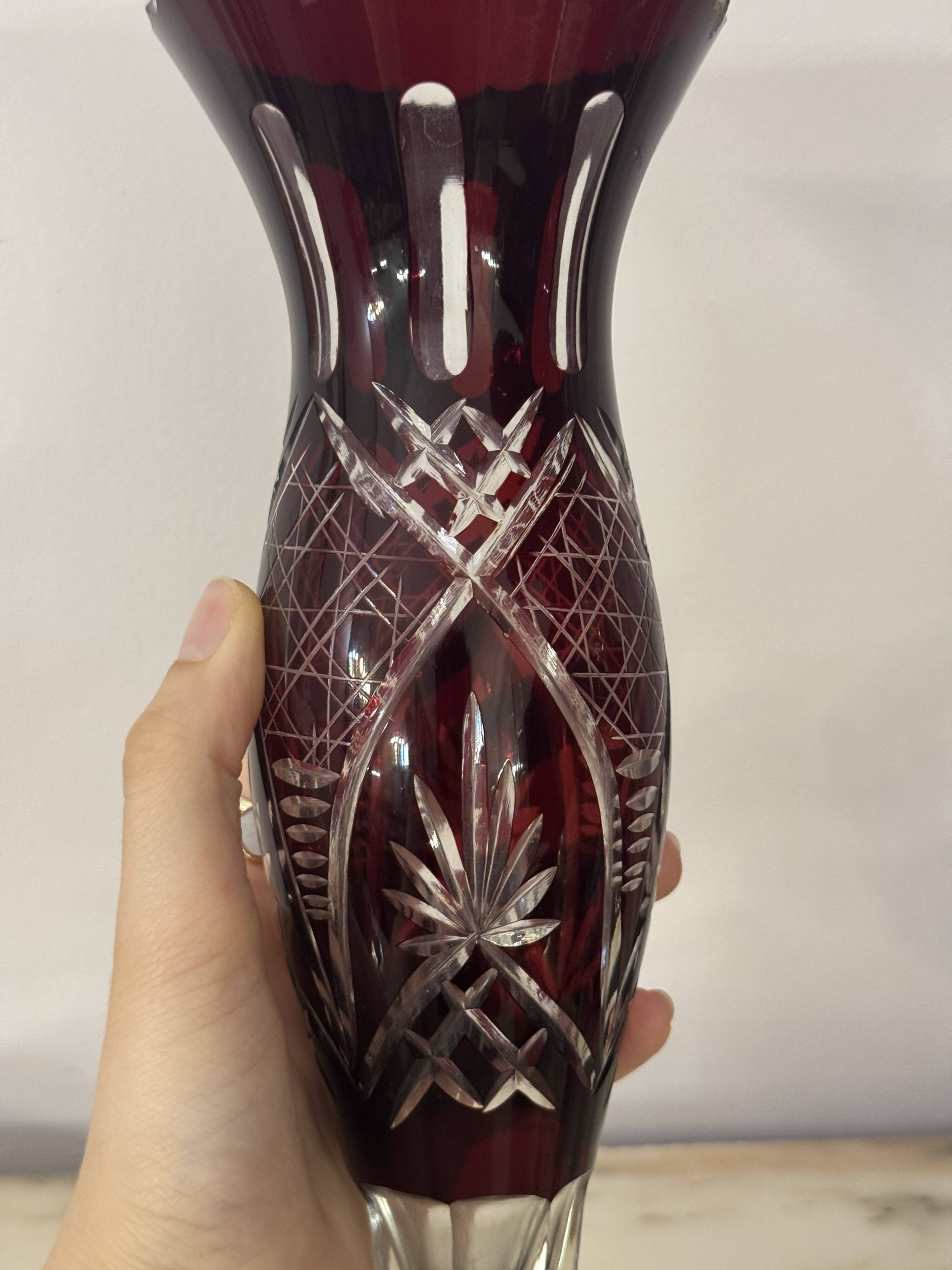 Dark Red Bohemian Crystal Soliflore Vase
