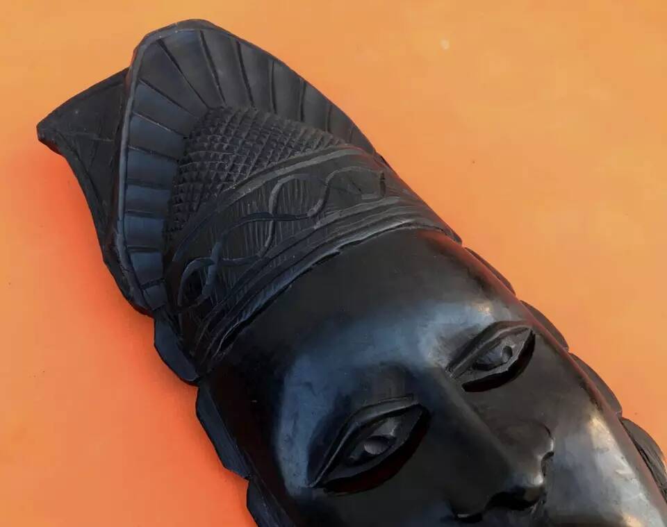 African Face Hanging Mask Ebony Wood