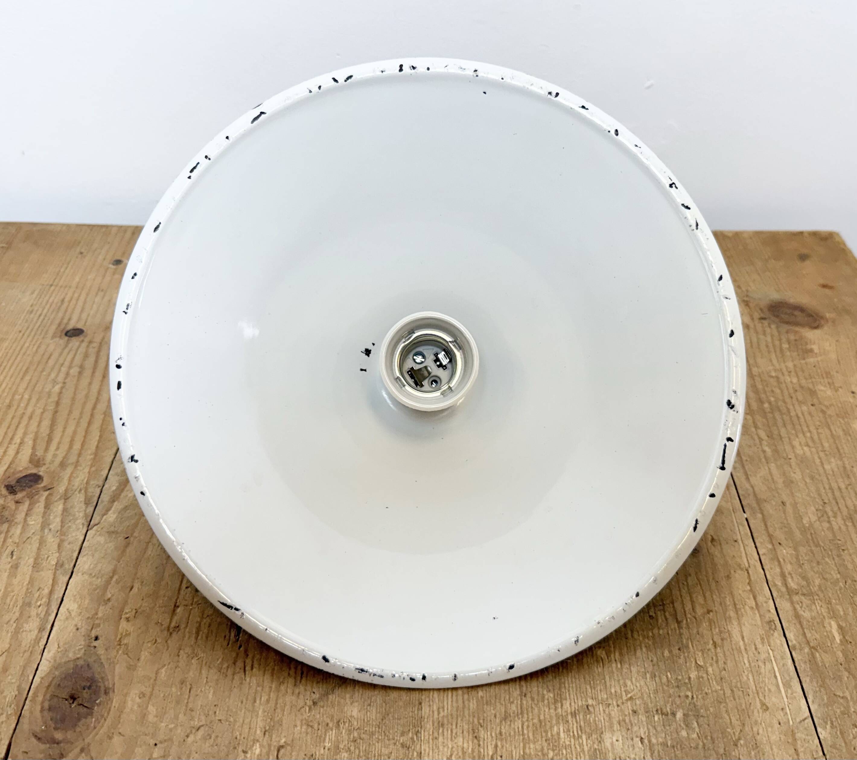 Industrial British Green Enamel Factory Pendant Lamp, 1950s