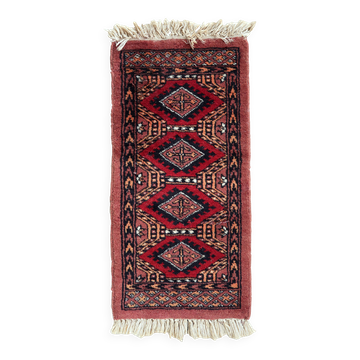 Tapis vintage pakistanais Ersari fait main en laine – 33 x 66 cm – 1970s