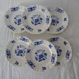 6 assiettes Sarreguemines Aubusson 429112 fleurs bleues faience
