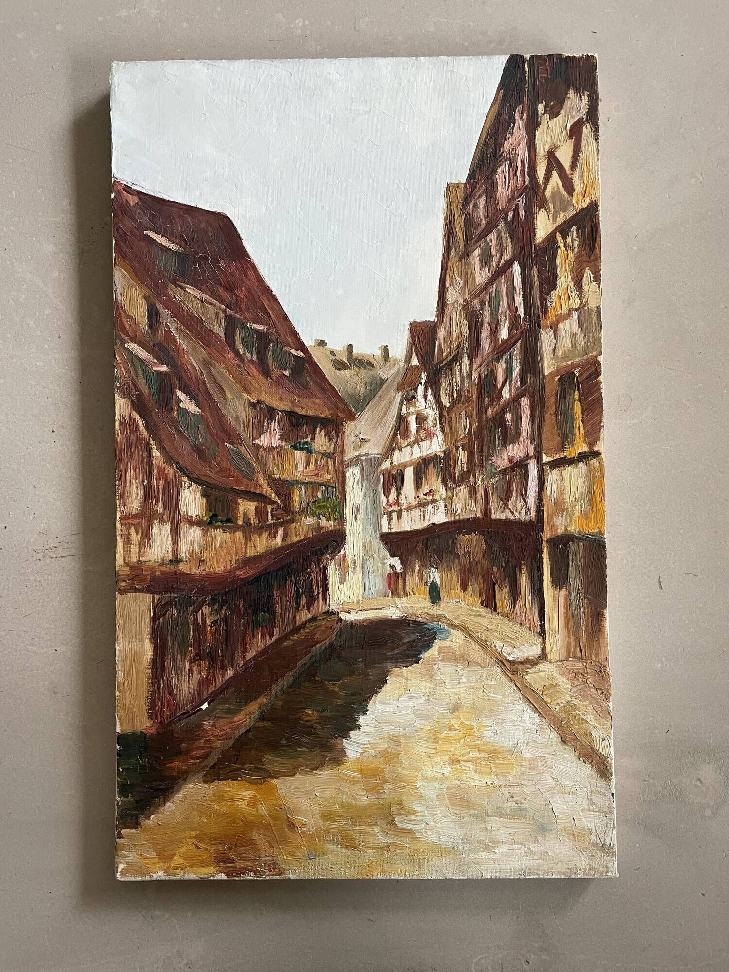 Tableau, huile sur toile rue ancienne | Selency